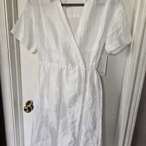 Athleta Playa Linen White Wrap Dress